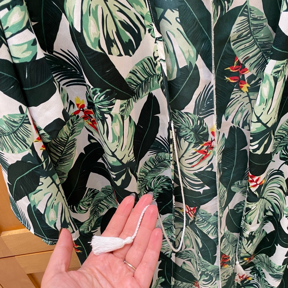 Rachel Zoe Palm Leaf Print Duster Kimono One Size Boh - Gem Rachel Zoe Palm Leaf Print Duster Kimono One Size Boh - Gem
